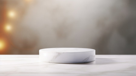 A white marble table with a blurry backgroundの素材