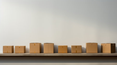 A row of boxes sitting on top of a shelfの素材