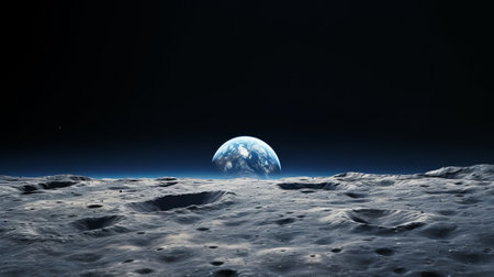 The earth seen from the surface of the moonの素材