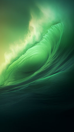A large green wave in the middle of the oceanの素材