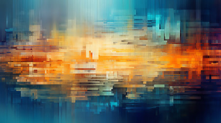 An abstract glitch of a blue and yellow backgroundの素材
