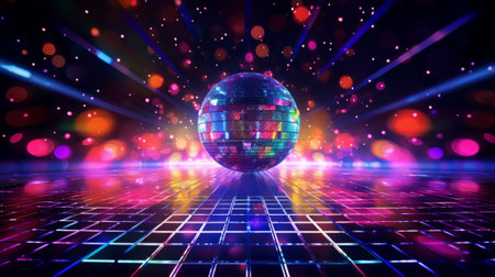 Sparkling disco ball. Night party, colorfulの素材