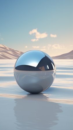 A shiny metal object floating in wateの素材