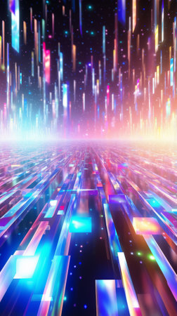 A vibrant abstract background with dynamic lines and illuminating lightsの素材