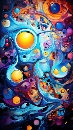 An abstract painting with vibrant colors and dynamic brushstrokesの素材