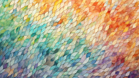 A vibrant and intricate mosaic painting with a multitude of colors and patternsの素材