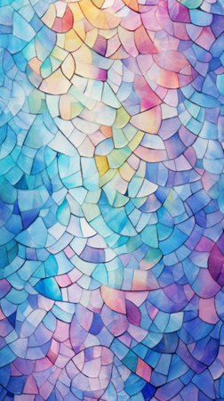 A vibrant abstract painting with blue, purple, and yellow huesの素材