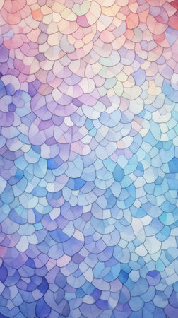 A vibrant painting capturing the beauty of fish scales in shades of blue, pink, and purpleの素材