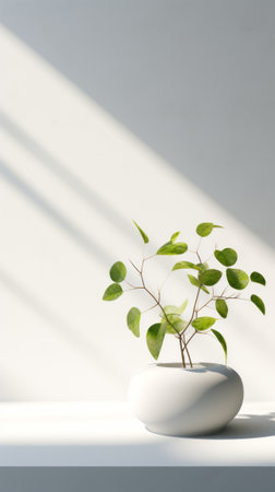 A white vase with a plantの素材