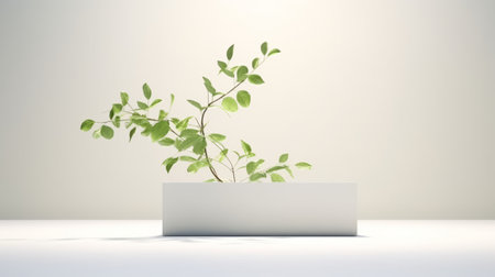 A potted plant on a white tableの素材