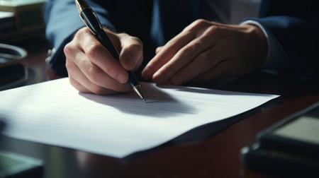 Person signing a documentの素材