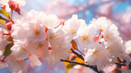 A bunch of flowers that are on a branchの素材