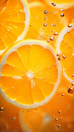 Freshly picked oranges with water droplets glistening on their vibrant skinの素材