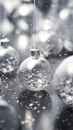A glass ornament hanging from a stringの素材