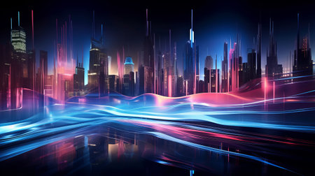 A vibrant and illuminated futuristic cityscapeの素材