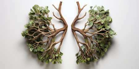 A model of the lungs with trees growing out of itの素材