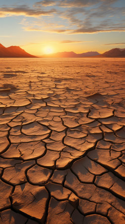 A breathtaking sunset over a serene desert landscapeの素材