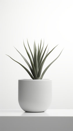 A simple and elegant white potted plant on a tableの素材