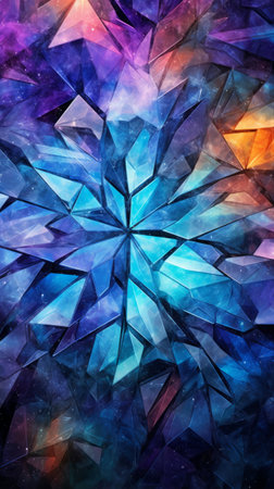 A vibrant abstract background with swirling blue and purple colors and twinkling starsの素材