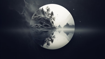 A picture of a lake with trees in the backgroundの素材