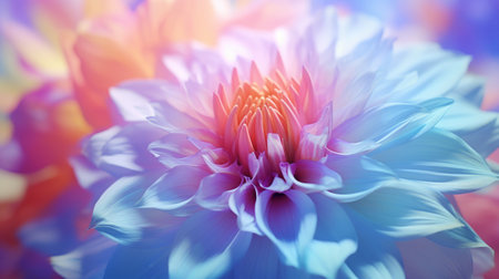 A close up of a blue and pink flowerの素材