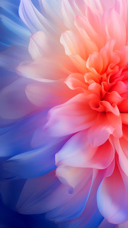 A close up of a pink and blue flowerの素材