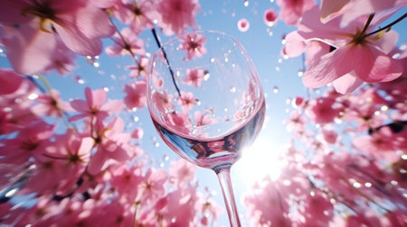 A glass of wine sitting on top of a tableの素材