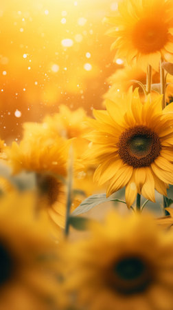 A bunch of yellow sunflowers in a fieldの素材
