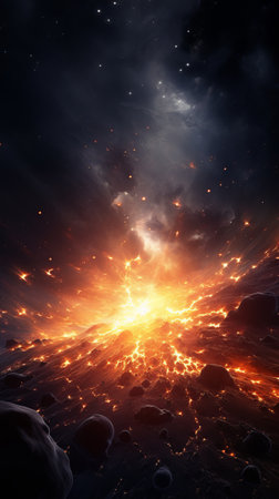 A computer generated image of a massive explosionの素材