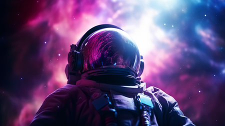 A man in a space suit with headphones onの素材