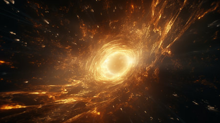 A black hole with yellow light coming out of itの素材