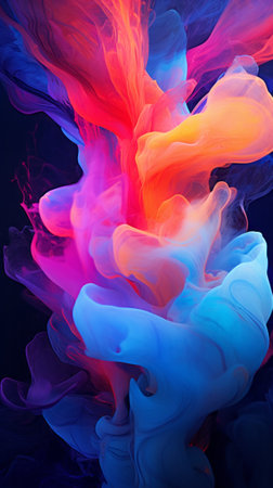 A colorful substance is in the middle of a black backgroundの素材