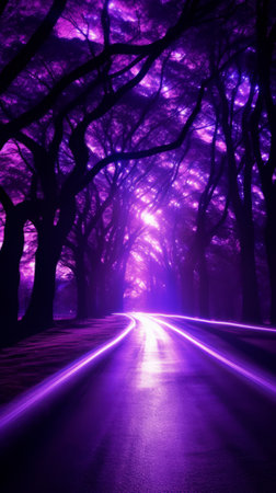 A road that has some trees on itの素材