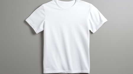 A white t - shirt hanging on a gray wallの素材