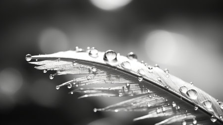 A close up of a water droplet on a leafの素材