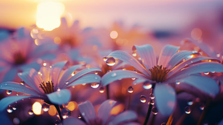 A bunch of flowers with water droplets on themの素材