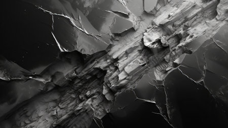 A black and white photo of a cracked wallの素材