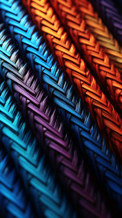 A close up of a rainbow colored woven materialの素材