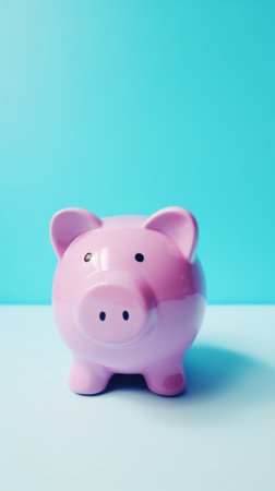 A cute piggy bank on a tabletopの素材