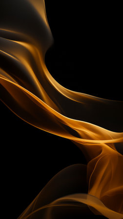Close-Up of Vibrant Orange and Yellow Smoke on a Black Backgroundの素材
