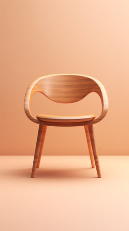 Wooden Chair in Front of Brown Wallの素材