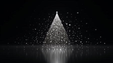 A black and white photo of a christmas treeの素材
