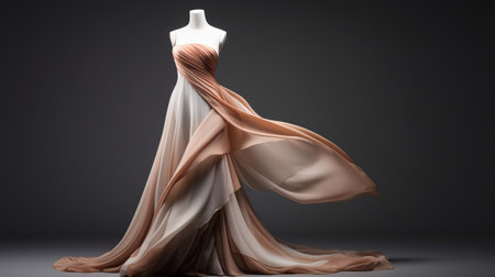 A dress on a mannequin on a grey backgroundの素材