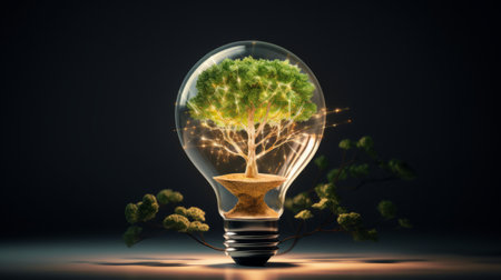 A Unique Light Bulb with a Tree Insideの素材