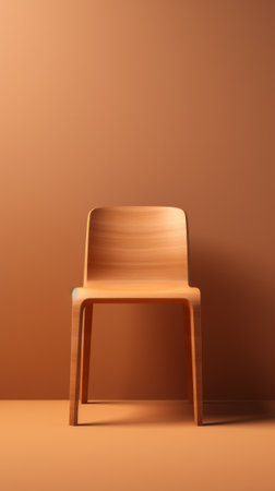 A Simple Wooden Chair in Front of a Brown Wallの素材