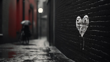 A black and white photo of a person with an umbrellaの素材