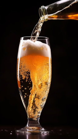 Refreshing beer being poured into a glassの素材