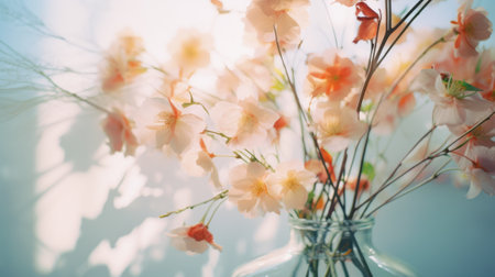 A vibrant bouquet of flowers displayed in a decorative vaseの素材
