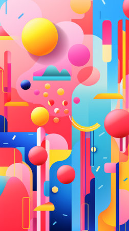 A colorful abstract background with circles and shapesの素材