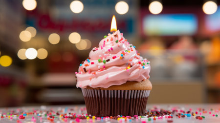 Cupcake with Pink Frosting and Sprinklesの素材